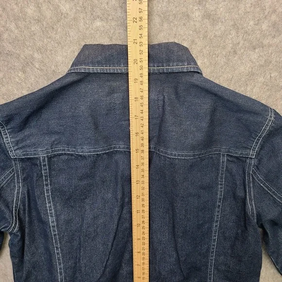 Vintage Lauren Ralph Lauren Trucker Jacket Women's Petite M Blue Denim Y2K - Picture 8 of 10